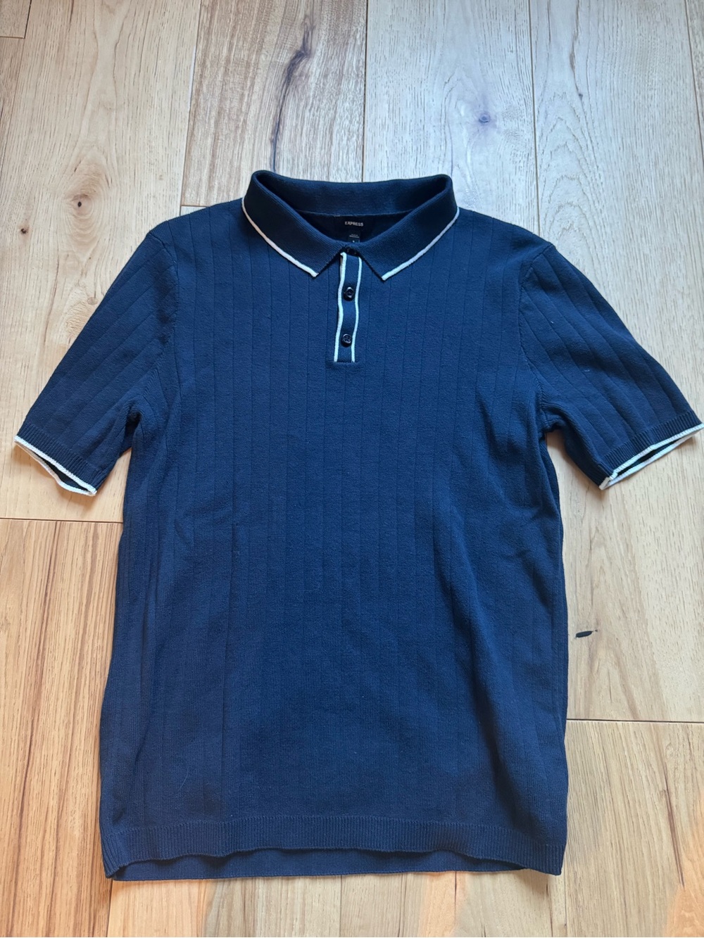 Express Navy Polo with White Contrast Trim